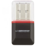 Esperanza EA134K kortlæser USB 2.0 Sort, Sølv, Transparent