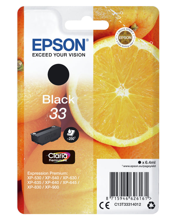 Epson Oranges C13T33314022 blækpatron 1 stk Original Sort
