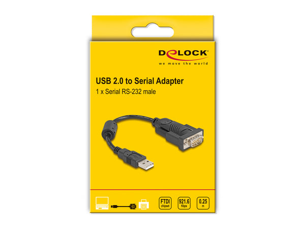 DeLOCK 61549 serielkabel Sort 0,25 m USB Type-A RS-232