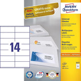 Avery 3477 selvklæbende etiket Rektandel Permanent Hvid 1400 stk