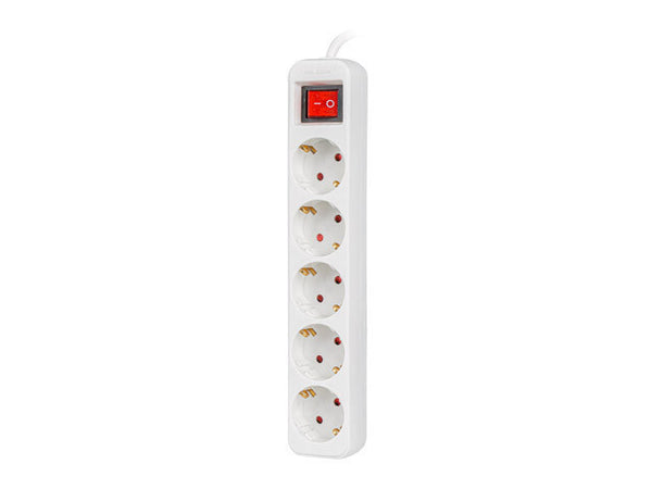 Lanberg PS1-05F-0300-W stikdåse 3 m 5 AC stikkontakt(er) Indendørs Hvid