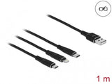 DeLOCK 87155 USB-kabel USB 2.0 1 m USB A Micro-USB B/Lightning/Apple 30-pin Sort
