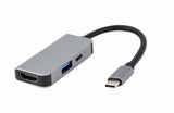 Gembird A-CM-COMBO3-02 dockingstation Ledningsført USB 3.2 Gen 1 (3.1 Gen 1) Type-C Sølv