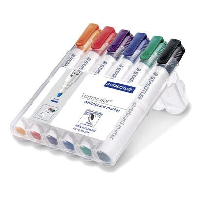 Staedtler Lumocolor whiteboard marker 351 speedmarker 6 stk Projektilspids Sort, Blå, Grøn, Orange, Rød, Violet