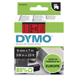 DYMO Ægte D1-etiketter | Sort tekst på rød tape | 9 mm x 7 m | Selvklæbende etiketter til LabelManager-mærkningsmaskiner | Fremstillet i Europa