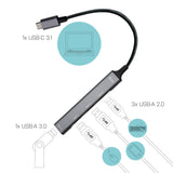 i-tec Metal C31HUBMETALMINI4 interface hub USB 3.2 Gen 1 (3.1 Gen 1) Type-C Metallic