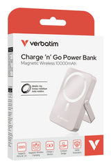 Verbatim Charge 'n' Go Magnetic Wireless Lithium polymer (LiPo) 10000 mAh Trådløs opladning Lyserød