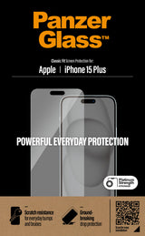 PanzerGlass ® Skærmbeskyttelse iPhone 15 Plus |Classic Fit