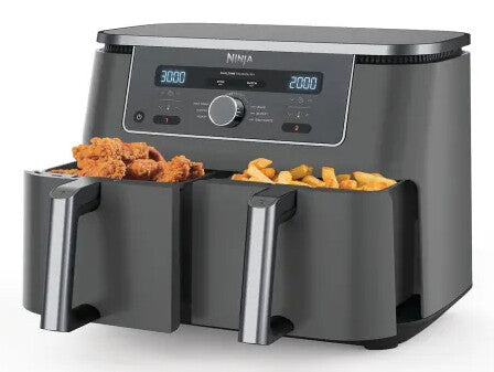 Ninja DZ400EU frituregryde Dobbelt 9,5 L Enkeltstående 2470 W Varmluftsteger Grå
