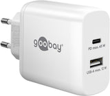 Goobay 65412 oplader til mobil enhed Hovedtelefoner, Laptop, Smartphone, Tablet Hvid Vekselstrøm Indendørs