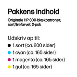 HP Originale 300-blækpatroner, sort/trefarvet, 2-pak