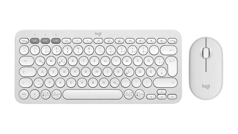 Logitech 920-012204 tastatur Mus inkluderet Universel RF trådløs + Bluetooth QWERTZ Tysk Hvid
