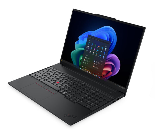 Lenovo ThinkPad E16 Gen 4 (Intel) Copilot+ PC Intel Core Ultra 7 355 Laptop 40,6 cm (16") WUXGA 32 GB DDR5-SDRAM 512 GB SSD Wi-Fi 7 (802.11be) Windows 11 Pro Tysk Sort