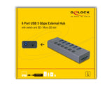 DeLOCK 64237 interface hub USB 3.2 Gen 1 (3.1 Gen 1) Type-B 5000 Mbit/s Grå