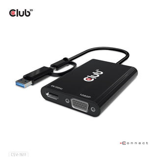 CLUB3D CSV-1611 USB grafisk adapter 3840 x 2160 pixel Sort
