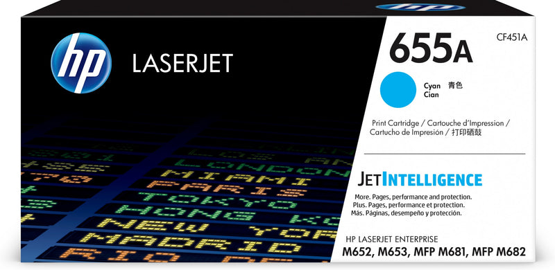 HP Original 655A LaserJet-tonerpatron, cyan