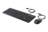 HP 150 Wired Mouse and Keyboard tastatur Mus inkluderet Hjemme/kontor USB AZERTY Belgisk Sort