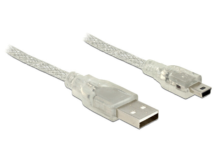 DeLOCK 5m, USB2.0-A/USB2.0 Mini-B USB-kabel USB A Mini-USB B 0,48 Gbit/sek. Transparent