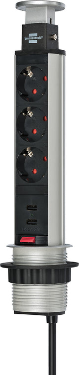 Brennenstuhl 1396200013 stikdåse 2 m 3 AC stikkontakt(er) Indendørs Aluminium, Sort