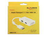 DeLOCK 0.16m DisplayPort/VGA+HDMI+DVI-D 0,16 m VGA (D-Sub)+ HDMI + DVI Hvid