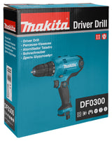 Makita DF0300 bor 1500 rpm Nøglefri 1,2 kg Sort, Blå