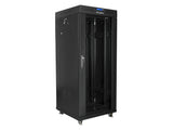Lanberg free standing rack 19inch cabinet 27U 600x600 glass door LCD flat pack black Fritstående reol