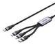 UNITEK 3-in-1 USB-C to USB-kabel USB 2.0 1,5 m USB C USB C/Micro-USB B/Lightning 0,48 Gbit/sek. 20 W Sort