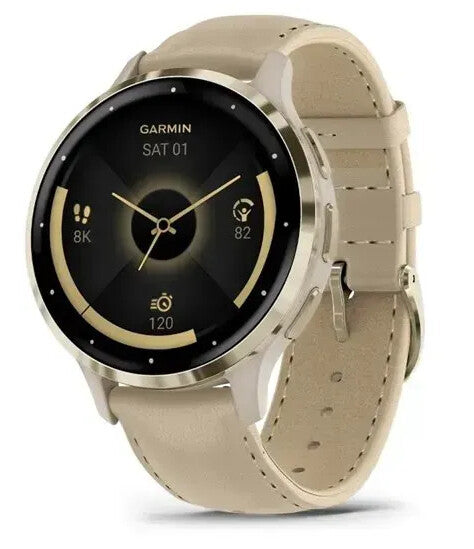 Garmin 010-02785-55 Smartwatch og sportsur 3,05 cm (1.2") AMOLED 41 mm Digital 390 x 390 pixel Berøringsskærm Guld Wi-Fi GPS (satellit)