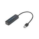 Deltaco USB-A hub, 5 Gbit/s, 4x USB-A, slim, black