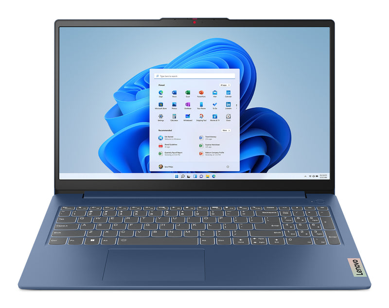 Lenovo IdeaPad Slim 3 15AMN8 AMD Ryzen™ 5 7520U Laptop 39,6 cm (15.6") Fuld HD 16 GB LPDDR5-SDRAM 512 GB SSD Wi-Fi 6 (802.11ax) Windows 11 Home Blå Tysk