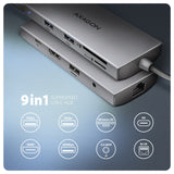 Axagon HMC-8HLSA dockingstation Ledningsført USB 3.2 Gen 1 (3.1 Gen 1) Type-C Grå