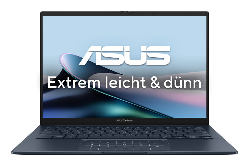 ASUS Zenbook 14 OLED UX3405CA-QD1303W Intel Core Ultra 7 255H Laptop 35,6 cm (14") WUXGA 16 GB LPDDR5x-SDRAM 1 TB SSD Wi-Fi 7 (802.11be) Windows 11 Home Tysk Blå