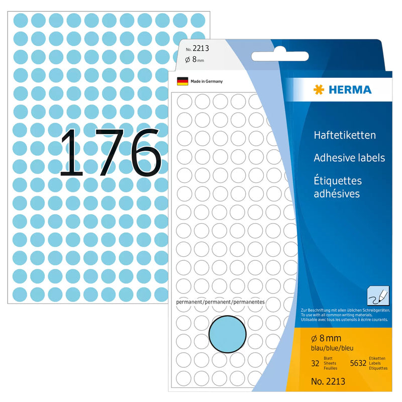 HERMA 2213 selvklæbende etiket Cirkel Blå 5632 stk