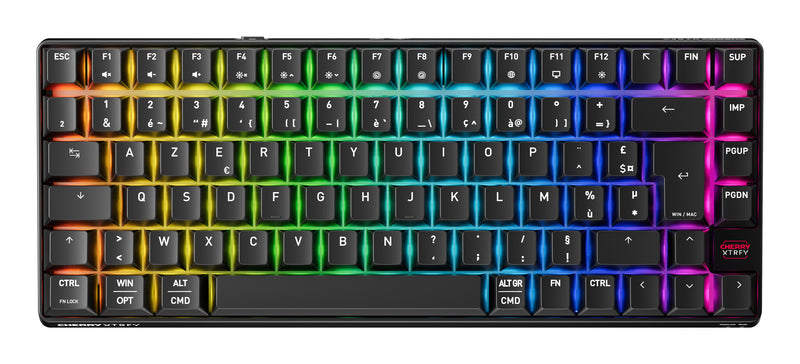 CHERRY XTRFY K33 Compact Wireless tastatur Spil USB + RF Wireless + Bluetooth AZERTY Fransk Sort