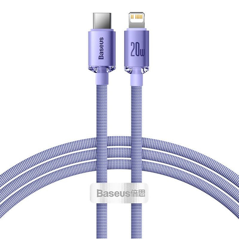 Baseus Crystal Shine kabel til mobiltelefon Lilla 1,2 m USB C Lightning