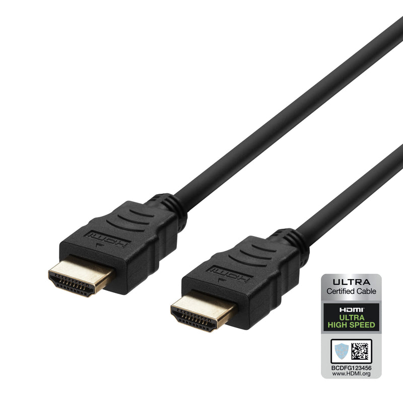 Deltaco Ultra High Speed HDMI-kabel, 2m, eARC, QMS, 8K ved 60Hz, 4K ved 120Hz, sort