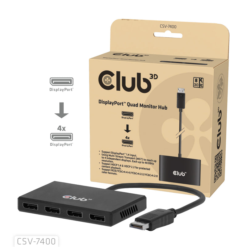 CLUB3D CSV-7400 video-splitter DisplayPort 4x DisplayPort