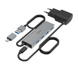 Hama 00200138 interface hub USB 3.2 Gen 1 (3.1 Gen 1) Type-A + Type-C 5000 Mbit/s Anthracit, Grå