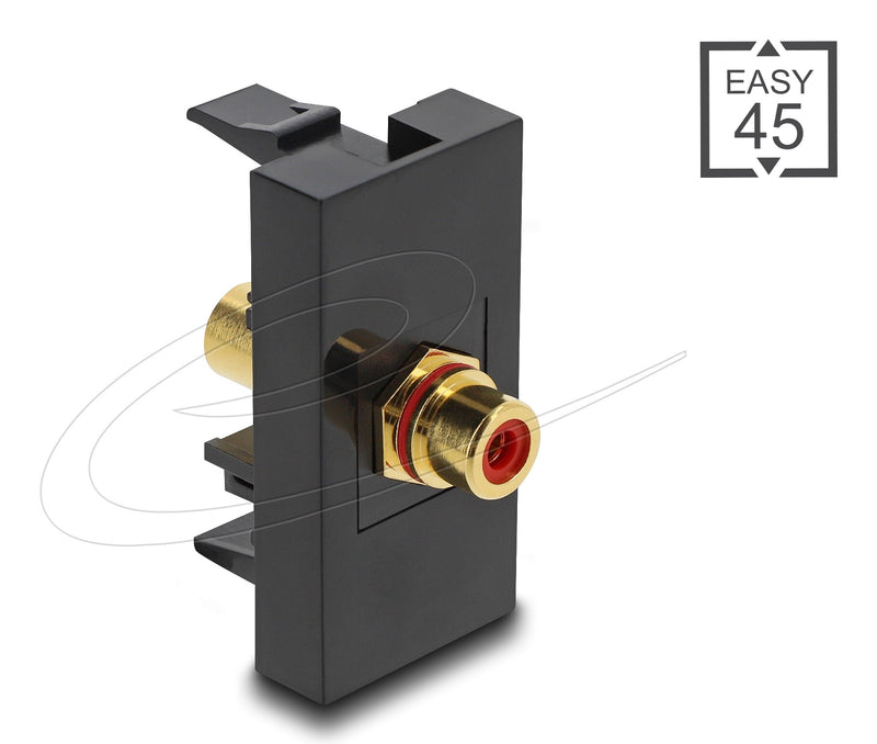 DeLOCK Easy 45 stikkontakt 2 x RCA Sort, Rød