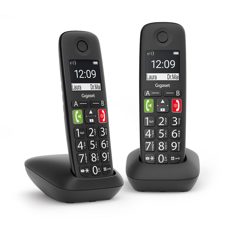Gigaset E290 Duo Analog telefonhåndsæt Nummervisning Sort