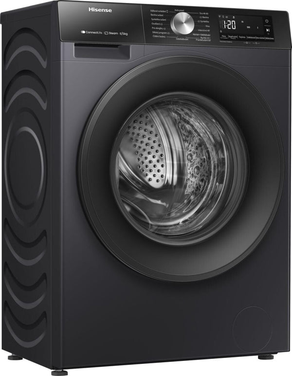Hisense WD3S8043BB3 vaskemaskine - tørretumbler Fritstående Front-læsning Sort