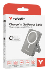 Verbatim Charge 'n' Go Magnetic Wireless Lithium polymer (LiPo) 10000 mAh Trådløs opladning Grå