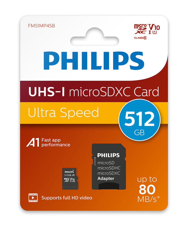 Philips FM51MP45B/00 hukommelseskort 512 GB MicroSDHC UHS-I Klasse 10