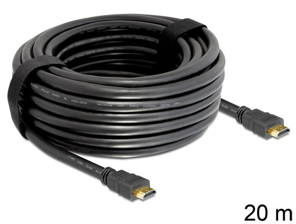 DeLOCK 20m, HDMI - HDMI HDMI-kabel HDMI Type A (Standard) Sort
