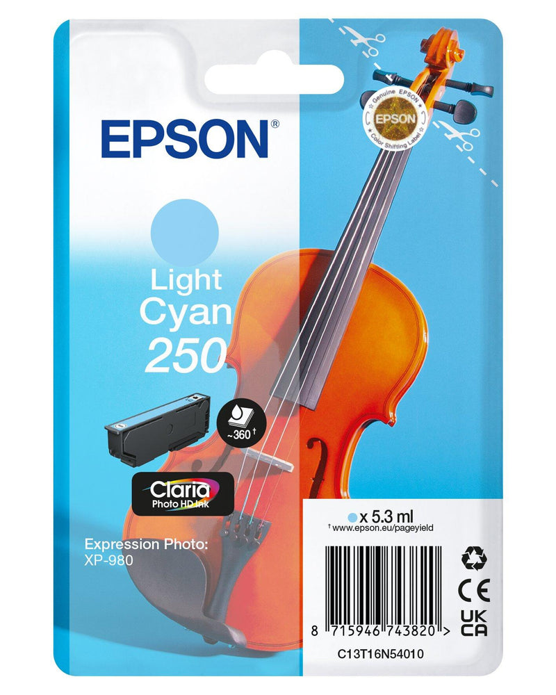 Epson 250 Violin Claria Photo HD blækpatron 1 stk Original Standard udbytte Blå