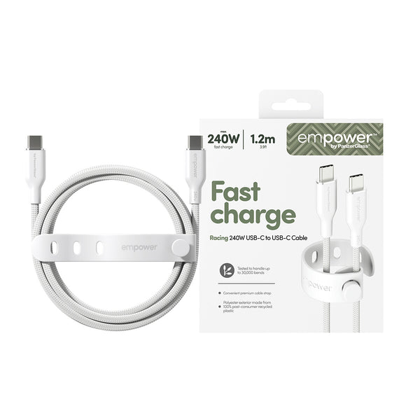 PanzerGlass empower™ by ® Racing 240W USB-C to USB-C Kabel | USB 2.0 | 1.2M | Silver White