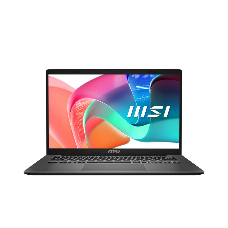 MSI Modern 14 F1MG-876FRNN Intel Core 5 120U Laptop 35,6 cm (14") Fuld HD 16 GB DDR4-SDRAM 512 GB SSD Wi-Fi 6E (802.11ax) Windows 11 Pro Platin, Grå AZERTY Fransk