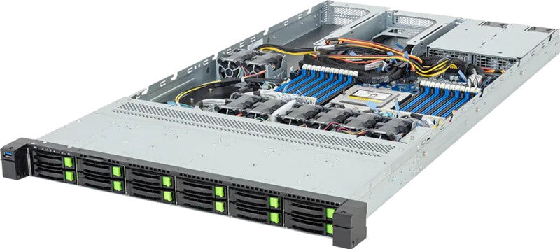 GIGABYTE R163-ZG2-AAJ2 Rev. 3.x AMD SoC Socket SP5 Stativ (1U) Sort, Stål