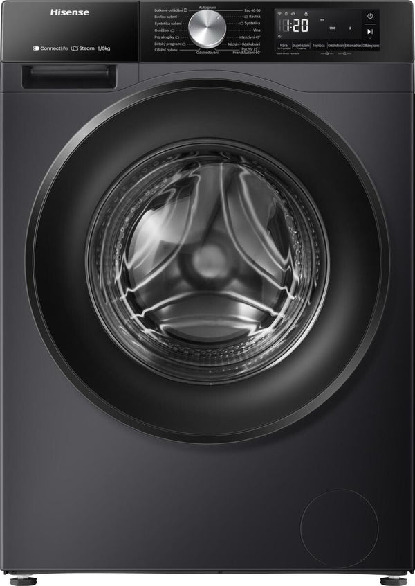 Hisense WD3S8043BB3 vaskemaskine - tørretumbler Fritstående Front-læsning Sort
