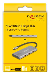 DeLOCK 64313 interface hub USB 3.2 Gen 2 (3.1 Gen 2) Type-C 10000 Mbit/s Grå